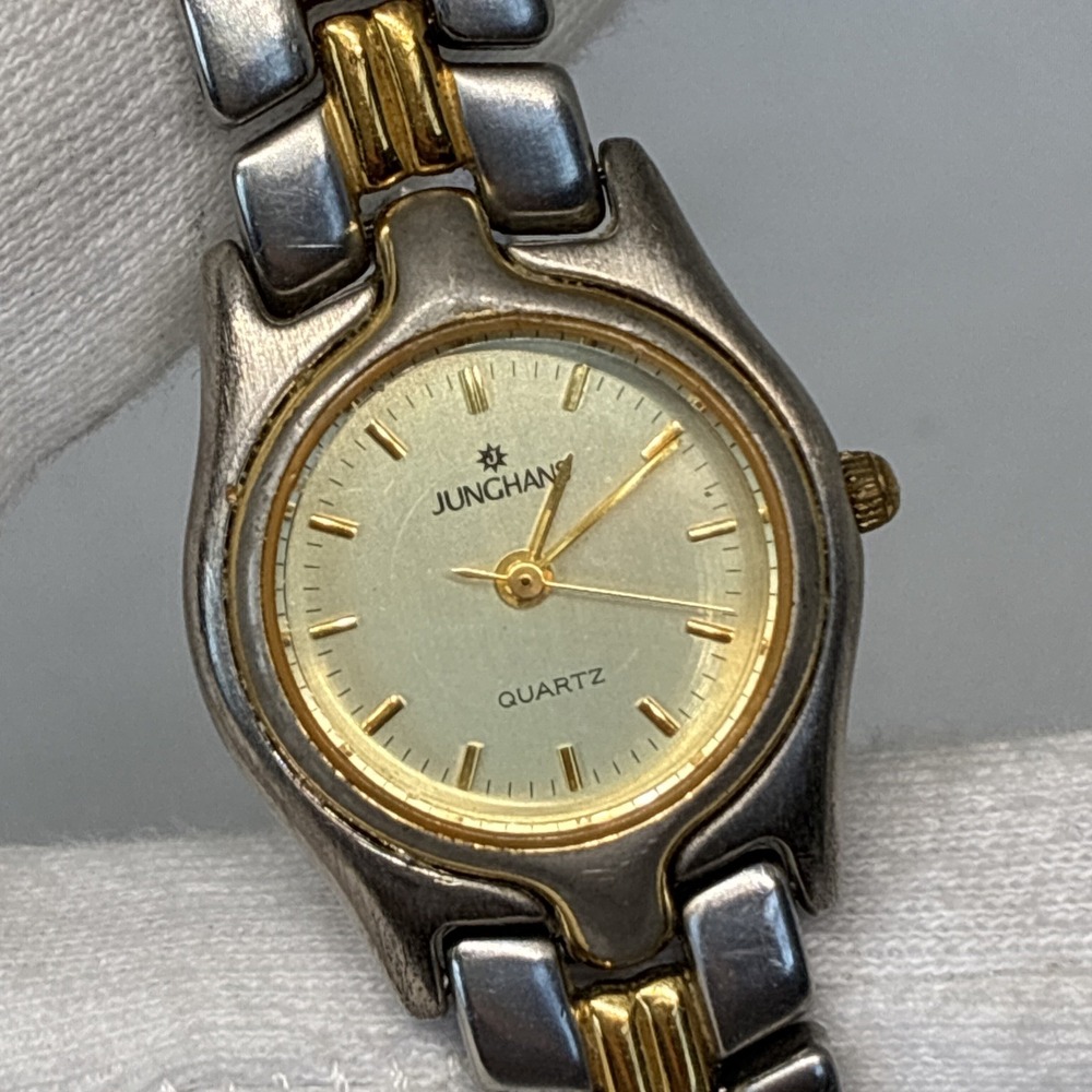 JUNGHANS BEAUTIFUL LUXURY GERMANY Two Tone LADIES QUARTZ WATCH - Working!